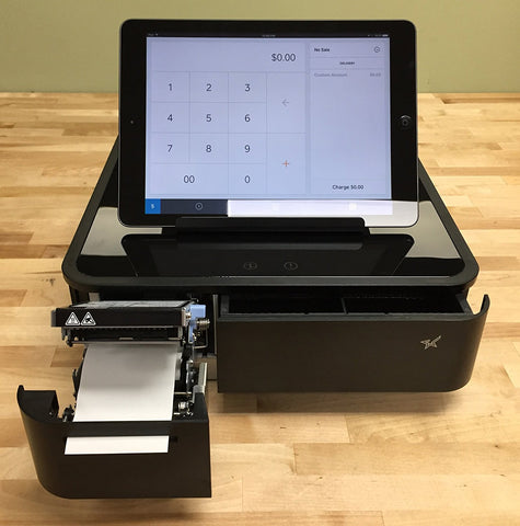Square Register Hardware Bundle Compact Bluetooth Receipt Printer, 4 Bill 4 Coin Cash Drawer, Universal Table Stand for iPad Air, Air2, Mini and other