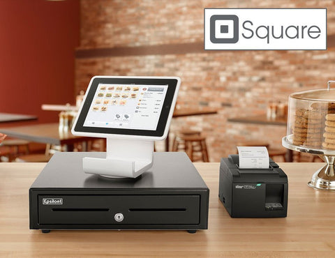 SQUARE POS REGISTER BUNDLE Stand for iPad, Star TSP143IIU ECO USB Receipt Printer and Epsilont Cash Drawer